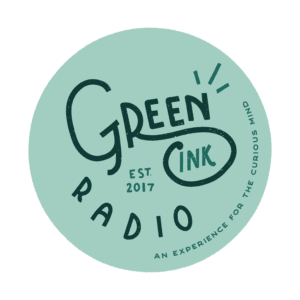 A green circle with the words " green ink radio ".